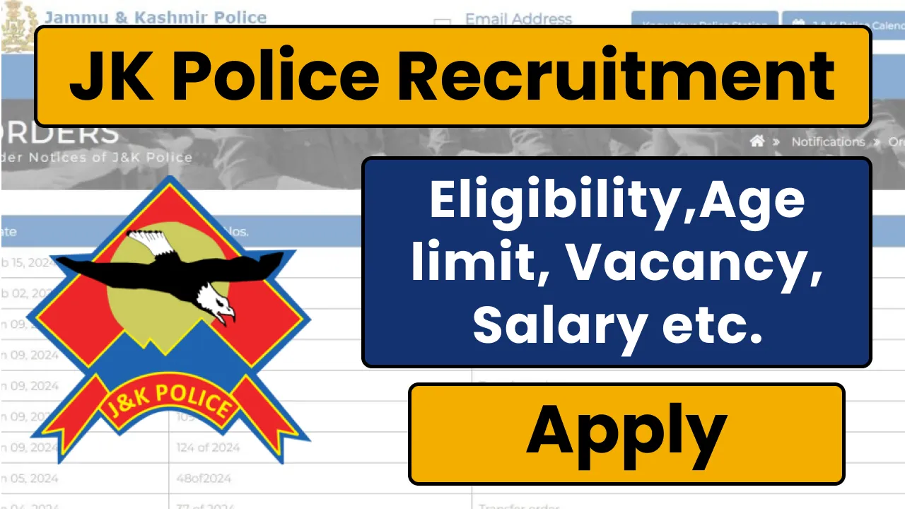 JK Police Recruitment 2024 Apply Online For 7155 Posts Of Constable