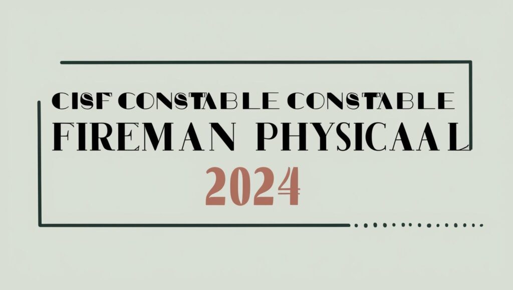 CISF Constable Fireman Physical Dates 2024